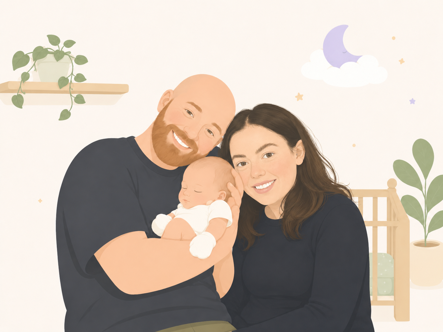 Fraser, founder of Tend, holding his baby